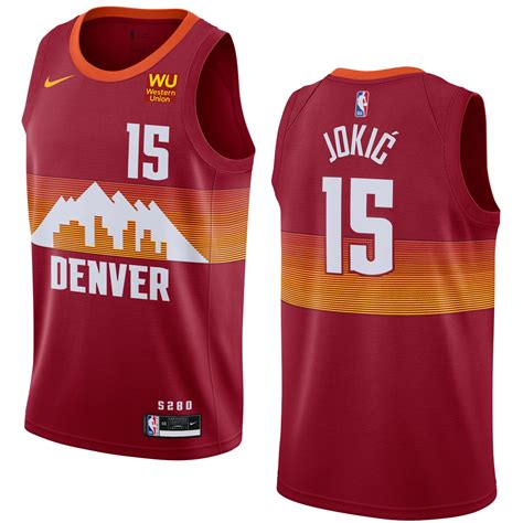 The nuggets compete in the national basketball association (nba). Men's Denver Nuggets #15 Nikola Jokic Red 2020-21 City ...