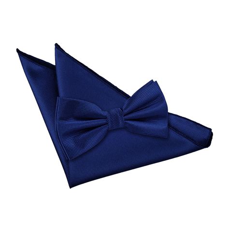 Mens Solid Check Royal Blue Bow Tie 2 Pc Set