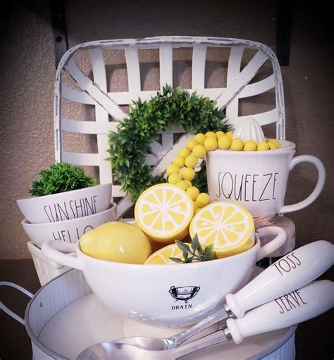 The white jar with lemons can be used in your kitchen. Rae Dunn | Lemon kitchen decor, Summertime decor, Lemon ...