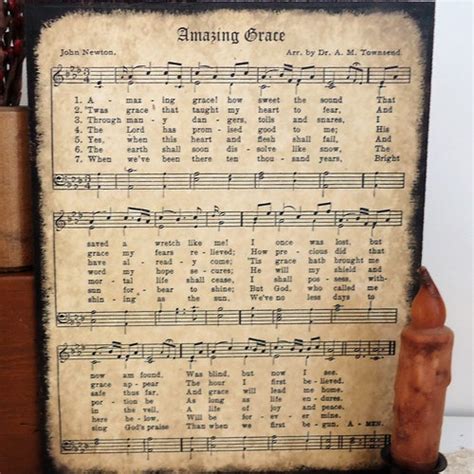 Printable Amazing Grace Hymn Art Sheet Music Instant Etsy