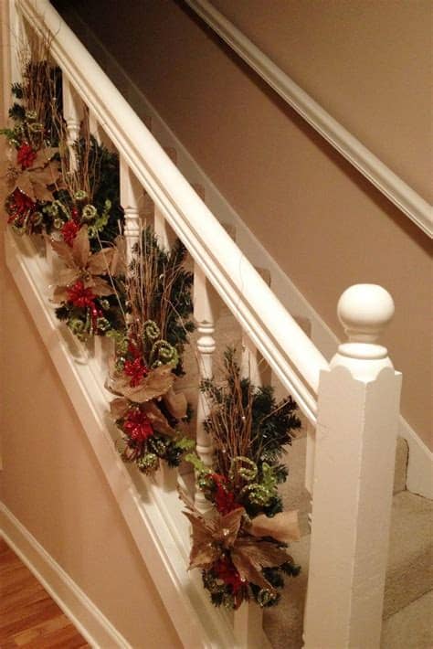 Measure the banister to see how much garland you'll need. Christmas banister decorations. Different from the ...