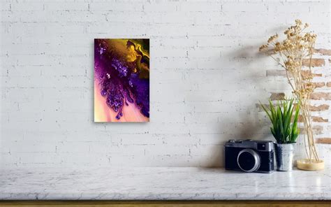 Vivid Abstract Art Purple Fugitive Gold Tones Fluid