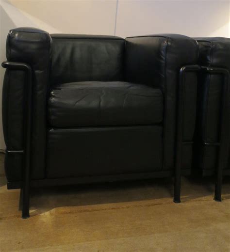 Get great deals on cassina leather chairs. Pair Le Corbusier LC2 Black Leather Chairs by Cassina For ...