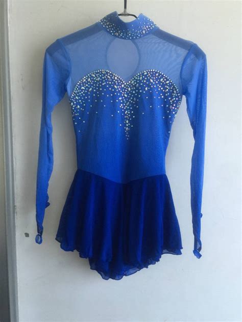 Women Ice Skate Dress Competition Women Blue Figure Skate Dress Custom