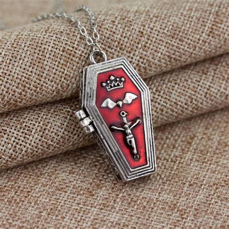 Gothic Red Coffin Locket Necklace