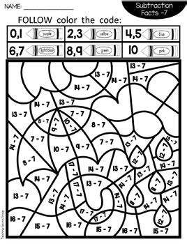 Fourth grade coloring worksheets and printables. Spring Coloring Pages with Subtraction Facts by Teaching ...