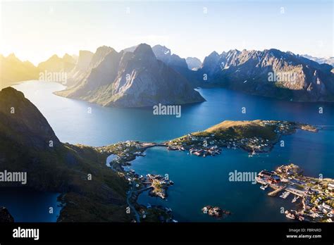 Aeral View Of Reine Village Lofoten Island Norway Stock Photo Alamy