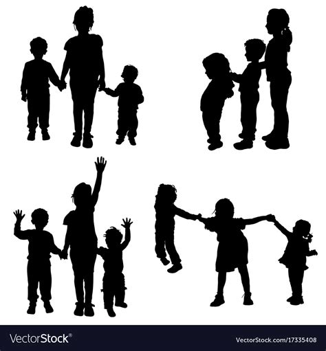Children Holding Hands Silhouette Royalty Free Vector Image