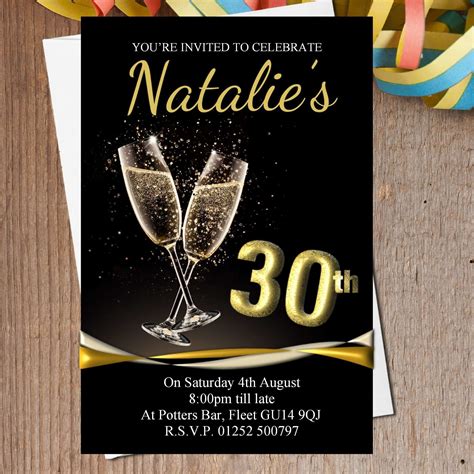 95 Customize Birthday Invitation Template Black And Gold Psd File For
