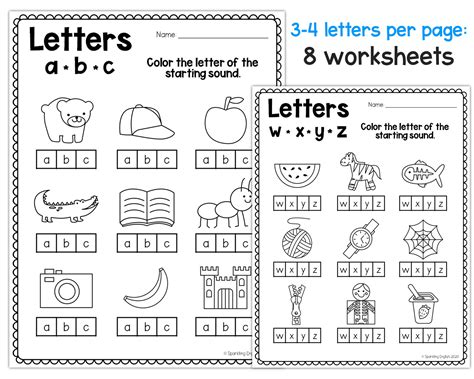Alphabet Beginning Sounds Worksheets Alphabet Review Etsy