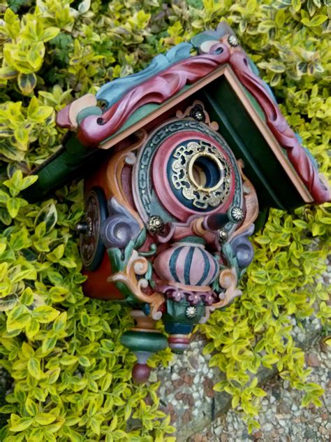 Little Bohemian Bird House Hand Made And Painted By Dutch Artist Karel