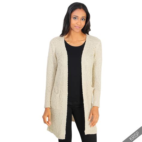 Womens Ladies Cable Knitted Long Boyfriend Cardigan Open Loose Warm