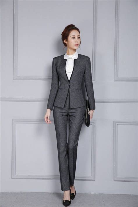 Women S Jacket And Pant Set Professional For Autumn Winter Office