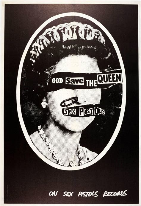 jamie reid original iconic punk rock music poster for the sex pistols god save the queen at
