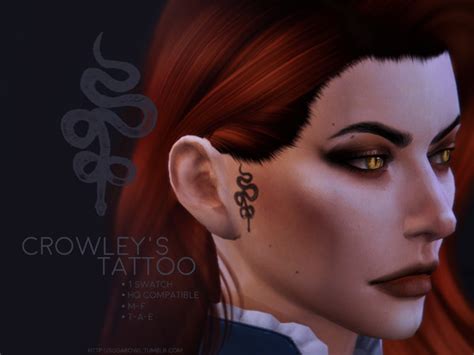 Crowleys Tattoo Good Omens By Sugar Owl At Tsr Sims 4 Updates