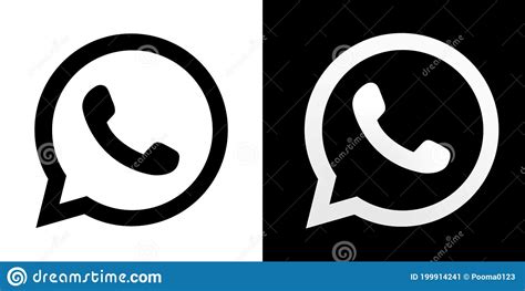 Whatsapp Logo Icon Black And White Color Editorial Photo