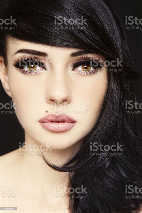 Picture Of A Beautiful Young Woman With Black Hair Stock Photo