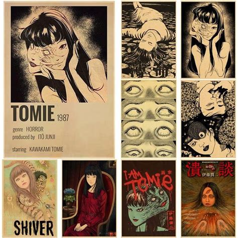 Horror Anime Junji Ito Posters Tomie Retro Kraft Paper Sticker Diy