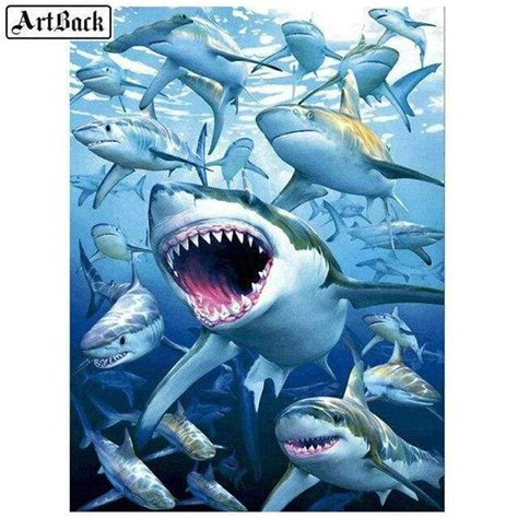 5d Diamond Painting Funny Shark Attack Kit
