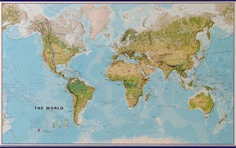 World Maps International Physical Wall Map Large Hanging Strips Stanfords