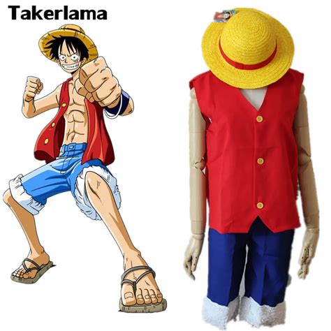 Takerlama Anime One Piece Monkey D Luffy Cosplay Costume Full Set