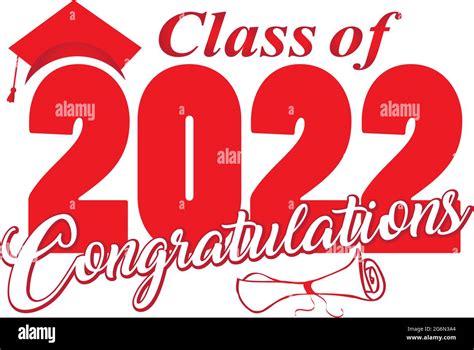 Class Of 2022 Congratulations Graphic With Graduation Cap And Diploma