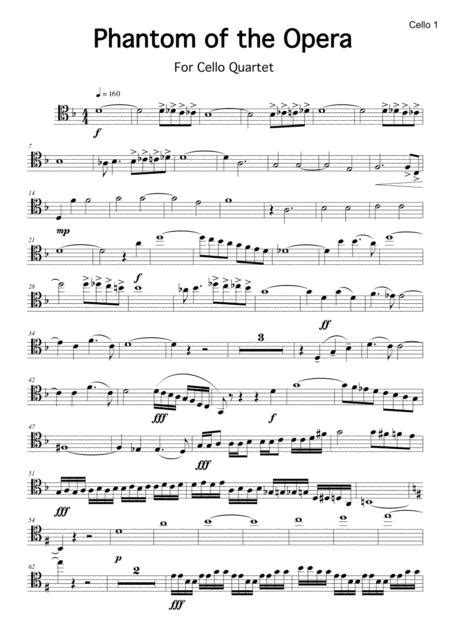 Phantom Of The Opera For Cello Quartet Free Music Sheet