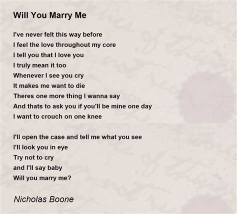 Will You Marry Me By Nicholas Boone Will You Marry Me Poem