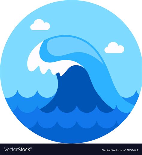 Ocean Wave Icon Summer Vacation Royalty Free Vector Image