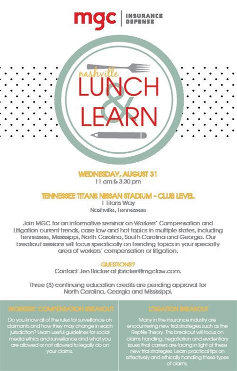 Lunch And Learn Invitations 2016 Nashville Lunch And Learn Mgc Simple