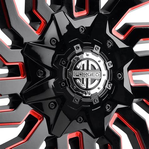 Xtreme Forged® Xf 16 Wheels Midnight Black With Red Military Milling
