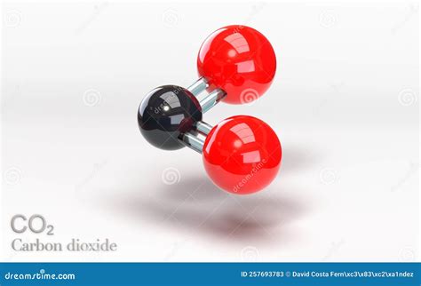 Co2 Carbon Dioxide Molecule With Oxygen And Carbon Atoms 3d Rendering