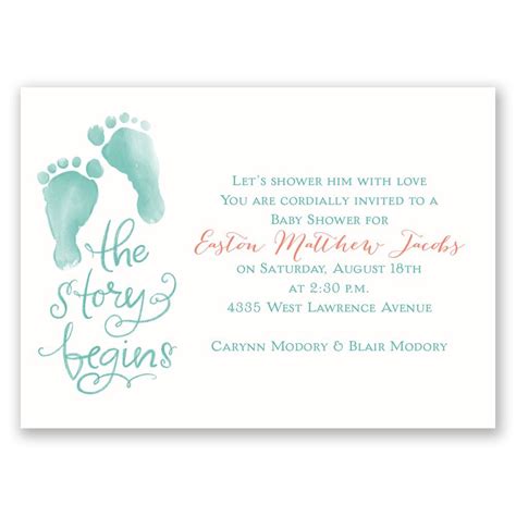 While there is a lot of planning that goes into organizing this celebration, one of the first items you just make sure to list your telephone number, email address, or mailing address alongside your contact preference. The Story Begins Mini Baby Shower Invitation | Invitations ...