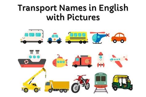 Transport Names In English With Pictures Transportation Names English