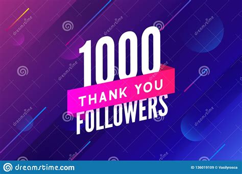 1000 Followers Vector Greeting Social Card Thank You Followers