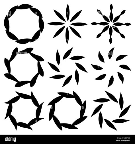 Round Design Elements Set Collection Of Floral Simple Frame Or Border