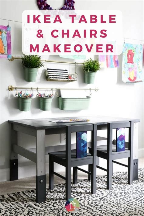 Ikea dining table set black. Ikea Kids' Table and Chairs Makeover | Kaleidoscope Living