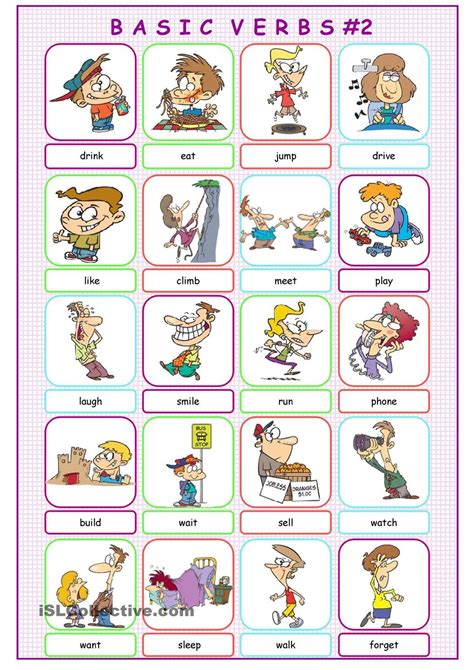 Basic Verbs Picture Dictionary2 English Grammar For Kids English