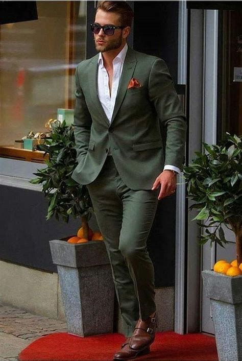 Men Suits Olive Green 3 Piece Slim Fit Formal Fashion Wedding Suit Party Wear Dinner Suit