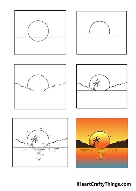 Sunset Drawing How To Draw A Sunset Step By Step