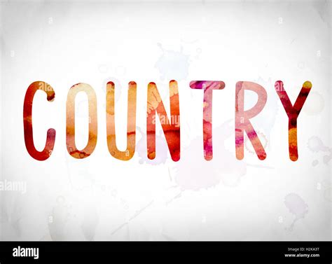 The Word Country Written In Watercolor Washes Over A White Paper
