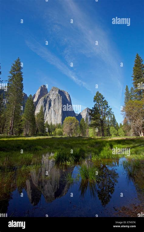 Cathedral Rocks Reflected In A Pond In Yosemite Valley Yosemite