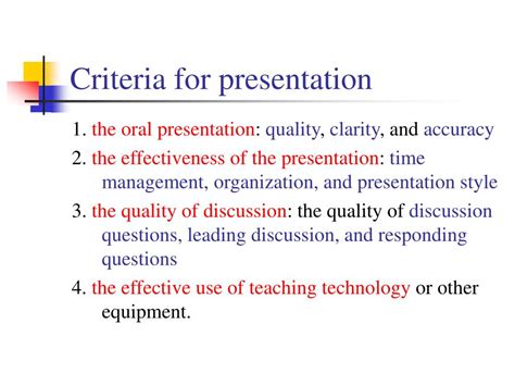 Criteria For Good Powerpoint Presentation