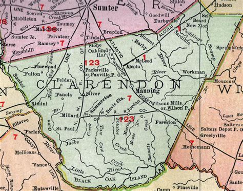 Clarendon County South Carolina 1911 Map Rand Mcnally Manning