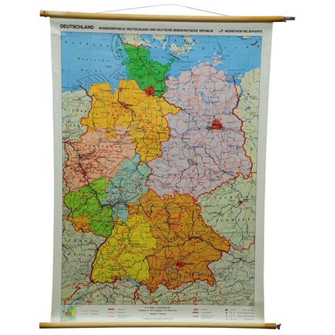 Vintage Pull Down School Map Germany Wall Chart Poster Print At 1stdibs