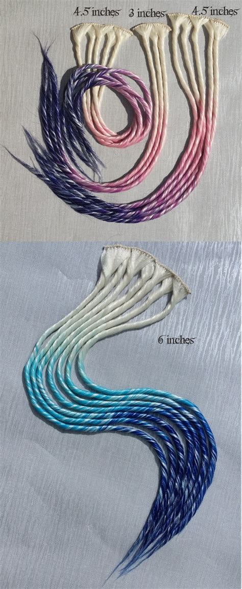 White Blonde Turquoise And Dark Blue Ombre Clip In Dread Hair Etsy