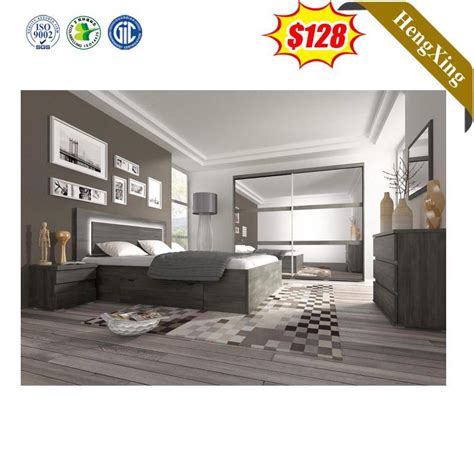 Luxury Modern High End Adult Double King Size Bed Grey Home Hotel