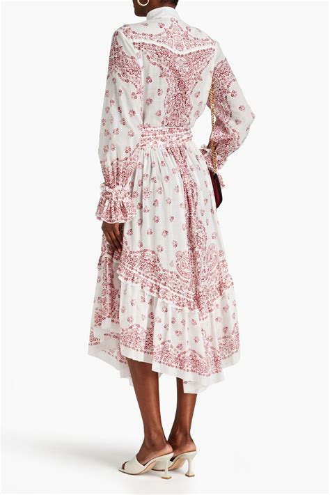 Alexandre Vauthier Paisley Print Cotton Voile Midi Shirt Dress The Outnet