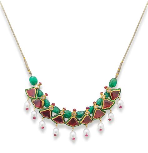 Bonhams A Gem Set Enamelled Gold And Emerald Bead Necklace India 19th And 20th Century