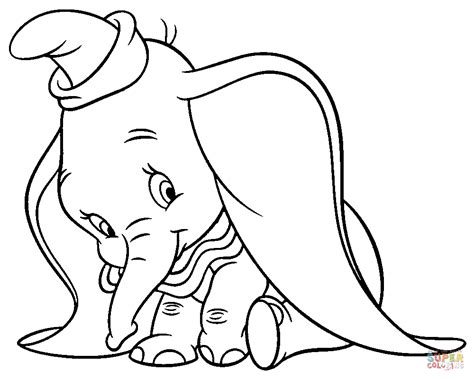 Dumbo with ears knotted coloring page from dumbo category. cloring+pages | Shy Dumbo coloring page | Free Printable ...